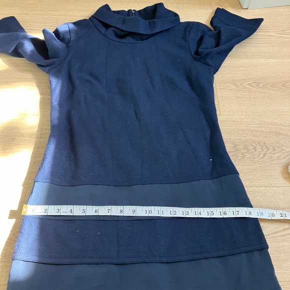 Laurel 100% wool a -line dual texture navy dress size 6 - Picture 10 of 12